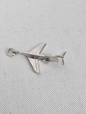 Vintage Sterling Silver Airplane Charm Bracelet Jet Plane Travel Charm